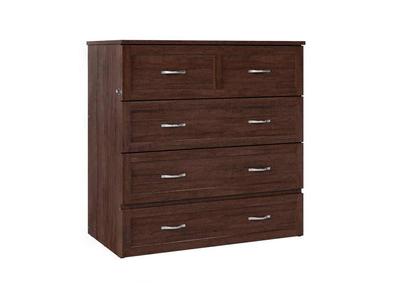 AFI Furnishings Murphy Cabinet Bed Burnt Amber / Twin XL Northfield Murphy Cabinet Bed Chest with 6" Gel Memory Foam Mattress, Storage Drawer and Built-in Charger - Available in 6 Colours and 3 Sizes