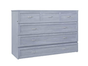 AFI Furnishings Murphy Cabinet Bed Driftwood / Queen Northfield Murphy Cabinet Bed Chest with 6" Gel Memory Foam Mattress, Storage Drawer and Built-in Charger - Available in 6 Colours and 3 Sizes