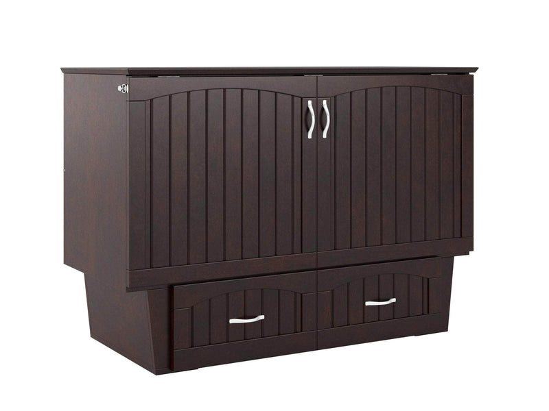 AFI Furnishings Murphy Cabinet Bed Espresso / Full Nantucket Murphy Cabinet Bed Chest with 6" Gel Memory Foam Mattress, Storage Drawer and Built-in Charger - Available in 4 Colours and 3 Sizes