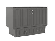 AFI Furnishings Murphy Cabinet Bed Grey / Full Nantucket Murphy Cabinet Bed Chest with 6" Gel Memory Foam Mattress, Storage Drawer and Built-in Charger - Available in 4 Colours and 3 Sizes