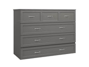 AFI Furnishings Murphy Cabinet Bed Grey / Full Northfield Murphy Cabinet Bed Chest with 6" Gel Memory Foam Mattress, Storage Drawer and Built-in Charger - Available in 6 Colours and 3 Sizes