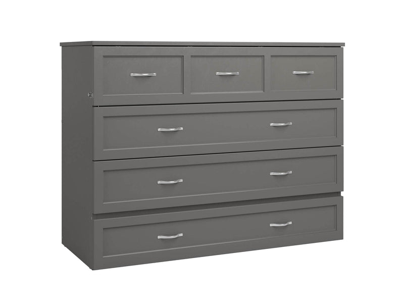 AFI Furnishings Murphy Cabinet Bed Grey / Full Northfield Murphy Cabinet Bed Chest with 6" Gel Memory Foam Mattress, Storage Drawer and Built-in Charger - Available in 6 Colours and 3 Sizes