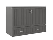 AFI Furnishings Murphy Cabinet Bed Grey / Full Southampton Murphy Cabinet Bed Chest with 6" Gel Memory Foam Mattress, Storage Drawer and Built-in Charger - Available in 3 Colours and 3 Sizes