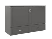 AFI Furnishings Murphy Cabinet Bed Grey / Queen Hamilton Murphy Cabinet Bed Chest with 6" Gel Memory Foam Mattress, Storage Drawer and Built-in Charger - Available in 4 Colours and 3 Sizes