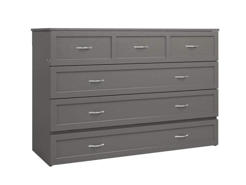 AFI Furnishings Murphy Cabinet Bed Grey / Queen Northfield Murphy Cabinet Bed Chest with 6" Gel Memory Foam Mattress, Storage Drawer and Built-in Charger - Available in 6 Colours and 3 Sizes