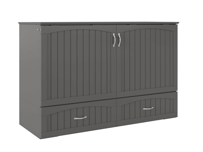AFI Furnishings Murphy Cabinet Bed Grey / Queen Southampton Murphy Cabinet Bed Chest with 6" Gel Memory Foam Mattress, Storage Drawer and Built-in Charger - Available in 3 Colours and 3 Sizes