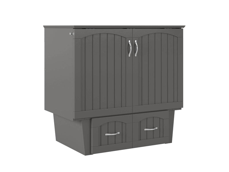 AFI Furnishings Murphy Cabinet Bed Grey / Twin Nantucket Murphy Cabinet Bed Chest with 6" Gel Memory Foam Mattress, Storage Drawer and Built-in Charger - Available in 4 Colours and 3 Sizes
