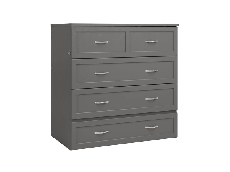 AFI Furnishings Murphy Cabinet Bed Grey / Twin XL Northfield Murphy Cabinet Bed Chest with 6" Gel Memory Foam Mattress, Storage Drawer and Built-in Charger - Available in 6 Colours and 3 Sizes