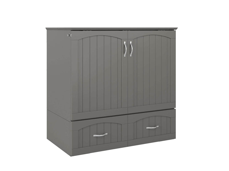 AFI Furnishings Murphy Cabinet Bed Grey / Twin XL Southampton Murphy Cabinet Bed Chest with 6" Gel Memory Foam Mattress, Storage Drawer and Built-in Charger - Available in 3 Colours and 3 Sizes
