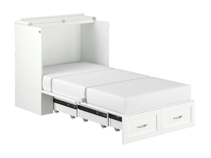 AFI Furnishings Murphy Cabinet Bed Hamilton Murphy Cabinet Bed Chest with 6" Gel Memory Foam Mattress, Storage Drawer and Built-in Charger - Available in 4 Colours and 3 Sizes