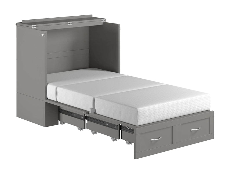 AFI Furnishings Murphy Cabinet Bed Hamilton Murphy Cabinet Bed Chest with 6" Gel Memory Foam Mattress, Storage Drawer and Built-in Charger - Available in 4 Colours and 3 Sizes