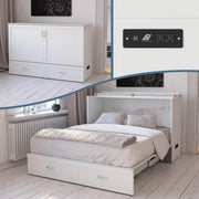 AFI Furnishings Murphy Cabinet Bed Hamilton Murphy Cabinet Bed Chest with 6" Gel Memory Foam Mattress, Storage Drawer and Built-in Charger - Available in 4 Colours and 3 Sizes