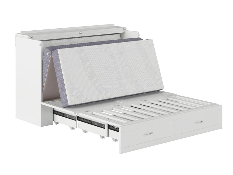 AFI Furnishings Murphy Cabinet Bed Hamilton Murphy Cabinet Bed Chest with 6" Gel Memory Foam Mattress, Storage Drawer and Built-in Charger - Available in 4 Colours and 3 Sizes