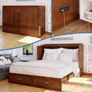 AFI Furnishings Murphy Cabinet Bed Hamilton Murphy Cabinet Bed Chest with 6" Gel Memory Foam Mattress, Storage Drawer and Built-in Charger - Available in 4 Colours and 3 Sizes