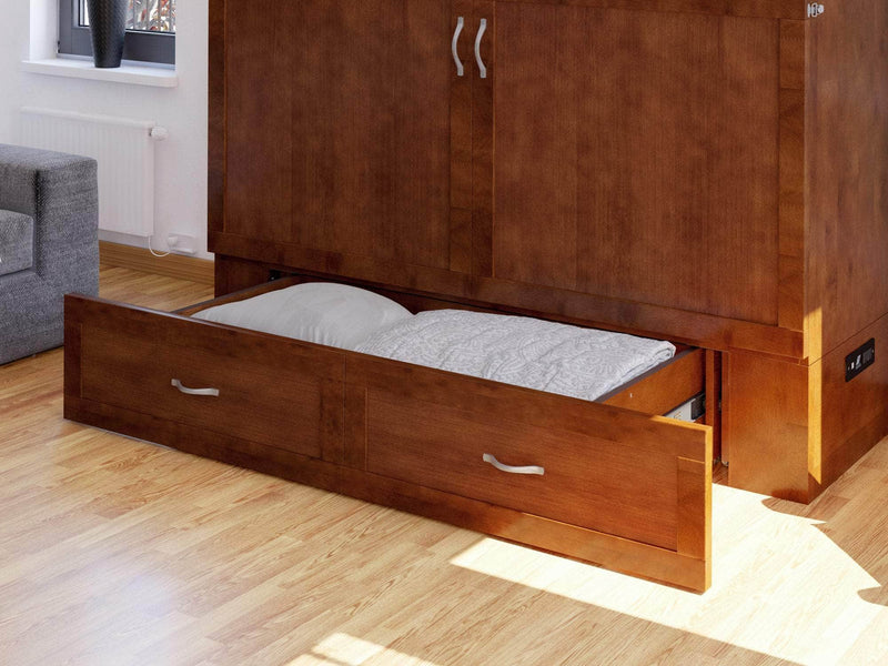 AFI Furnishings Murphy Cabinet Bed Hamilton Murphy Cabinet Bed Chest with 6" Gel Memory Foam Mattress, Storage Drawer and Built-in Charger - Available in 4 Colours and 3 Sizes