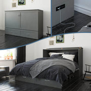 AFI Furnishings Murphy Cabinet Bed Hamilton Murphy Cabinet Bed Chest with 6" Gel Memory Foam Mattress, Storage Drawer and Built-in Charger - Available in 4 Colours and 3 Sizes