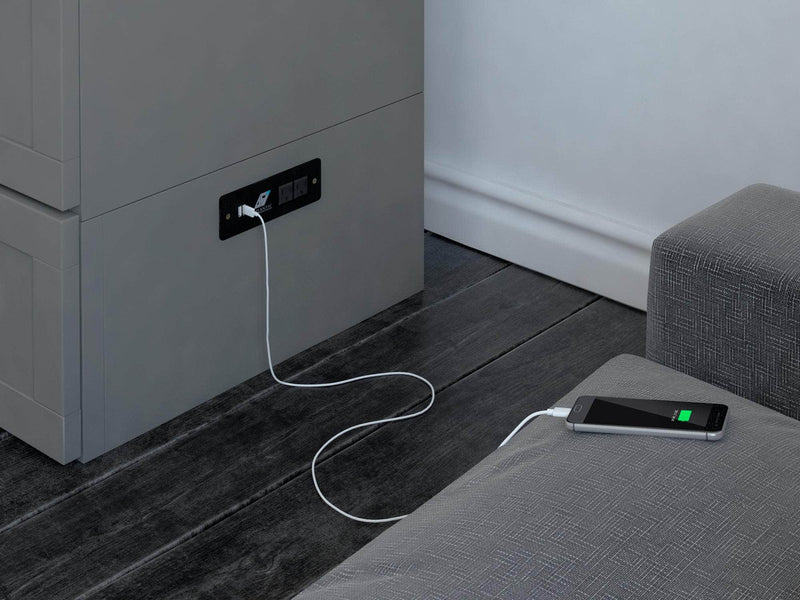 AFI Furnishings Murphy Cabinet Bed Hamilton Murphy Cabinet Bed Chest with 6" Gel Memory Foam Mattress, Storage Drawer and Built-in Charger - Available in 4 Colours and 3 Sizes