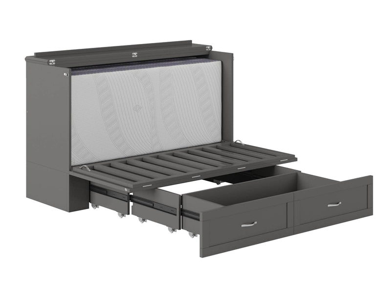 AFI Furnishings Murphy Cabinet Bed Hamilton Murphy Cabinet Bed Chest with 6" Gel Memory Foam Mattress, Storage Drawer and Built-in Charger - Available in 4 Colours and 3 Sizes