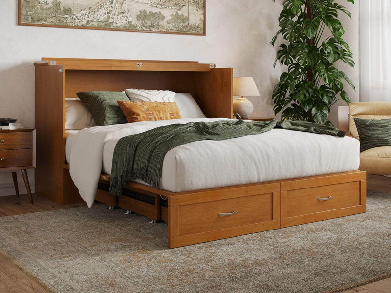 AFI Furnishings Murphy Cabinet Bed Hamilton Murphy Cabinet Bed Chest with 6" Gel Memory Foam Mattress, Storage Drawer and Built-in Charger - Available in 4 Colours and 3 Sizes
