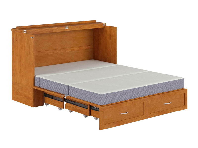 AFI Furnishings Murphy Cabinet Bed Hamilton Murphy Cabinet Bed Chest with 6" Gel Memory Foam Mattress, Storage Drawer and Built-in Charger - Available in 4 Colours and 3 Sizes