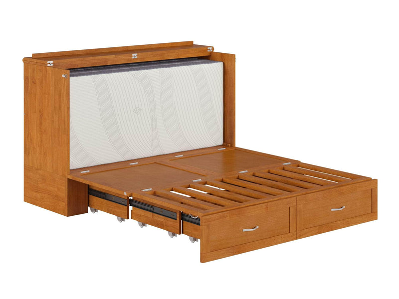 AFI Furnishings Murphy Cabinet Bed Hamilton Murphy Cabinet Bed Chest with 6" Gel Memory Foam Mattress, Storage Drawer and Built-in Charger - Available in 4 Colours and 3 Sizes