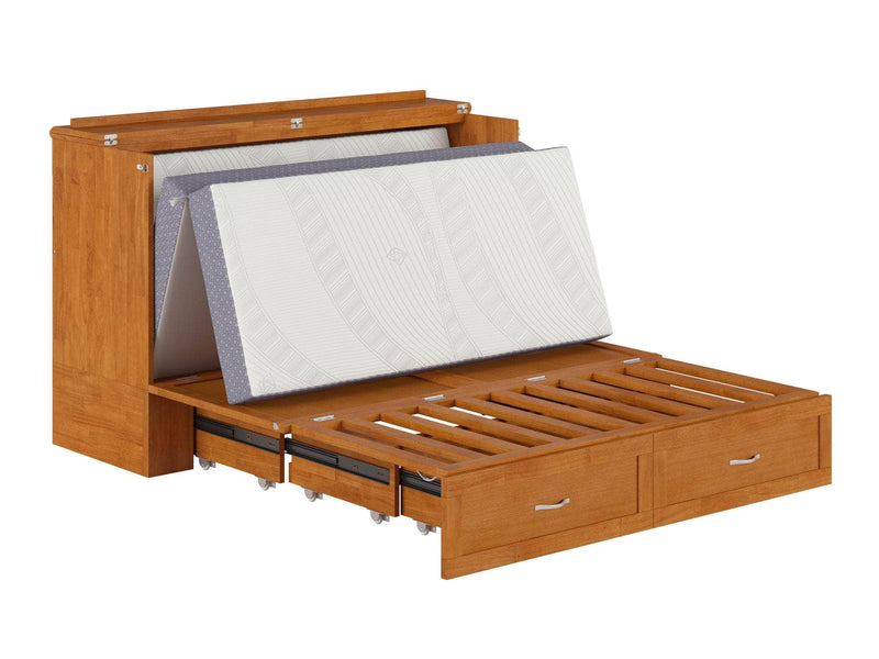 AFI Furnishings Murphy Cabinet Bed Hamilton Murphy Cabinet Bed Chest with 6" Gel Memory Foam Mattress, Storage Drawer and Built-in Charger - Available in 4 Colours and 3 Sizes