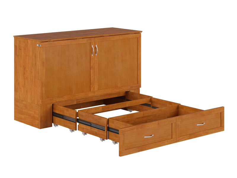 AFI Furnishings Murphy Cabinet Bed Hamilton Murphy Cabinet Bed Chest with 6" Gel Memory Foam Mattress, Storage Drawer and Built-in Charger - Available in 4 Colours and 3 Sizes