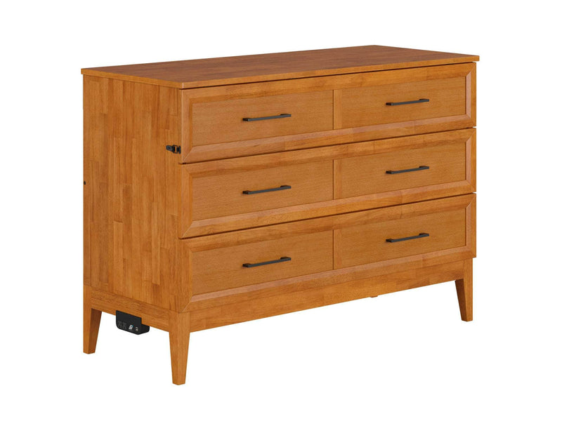 AFI Furnishings Murphy Cabinet Bed Light Toffee / Full Santa Fe Murphy Bed Chest with 6" Gel Memory Foam Mattress and Built-in Charger - Available in 4 Colours and 3 Sizes