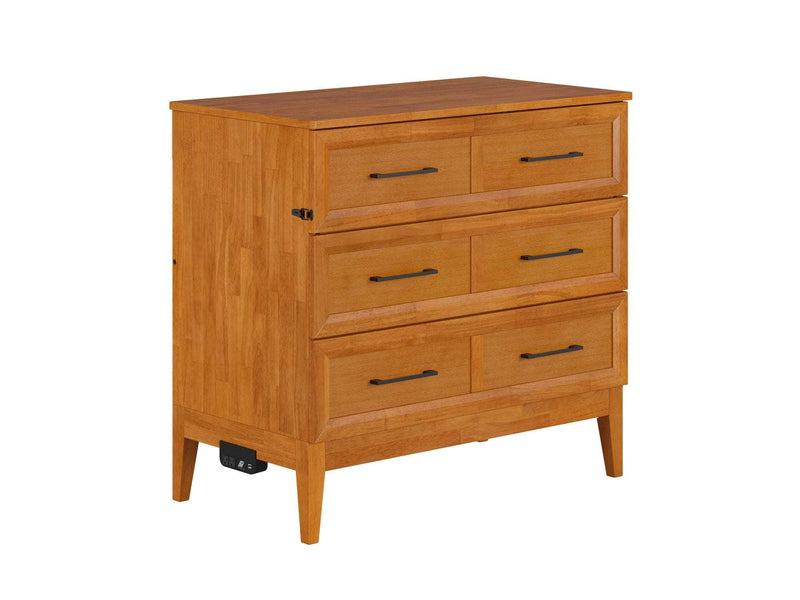 AFI Furnishings Murphy Cabinet Bed Light Toffee / Twin Santa Fe Murphy Bed Chest with 6" Gel Memory Foam Mattress and Built-in Charger - Available in 4 Colours and 3 Sizes