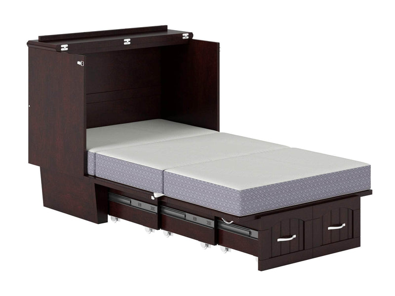 AFI Furnishings Murphy Cabinet Bed Nantucket Murphy Cabinet Bed Chest with 6" Gel Memory Foam Mattress, Storage Drawer and Built-in Charger - Available in 4 Colours and 3 Sizes
