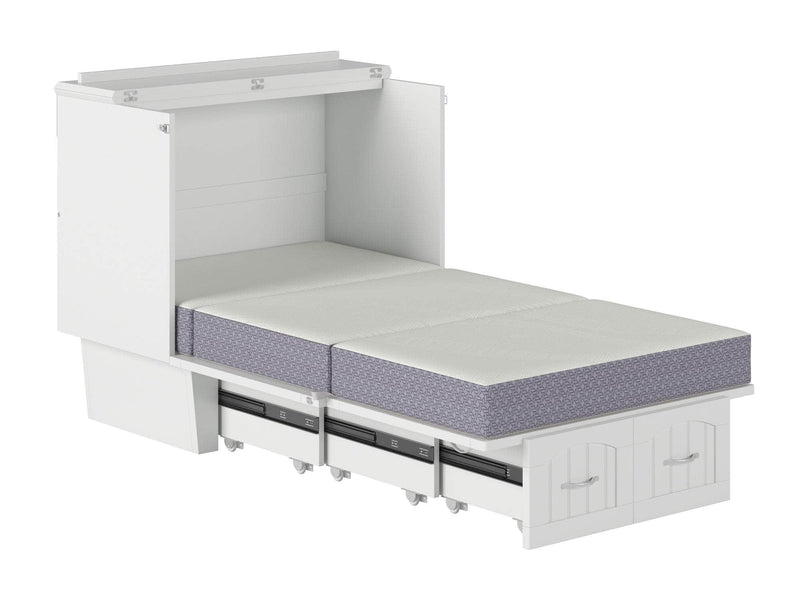AFI Furnishings Murphy Cabinet Bed Nantucket Murphy Cabinet Bed Chest with 6" Gel Memory Foam Mattress, Storage Drawer and Built-in Charger - Available in 4 Colours and 3 Sizes