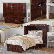 AFI Furnishings Murphy Cabinet Bed Nantucket Murphy Cabinet Bed Chest with 6" Gel Memory Foam Mattress, Storage Drawer and Built-in Charger - Available in 4 Colours and 3 Sizes