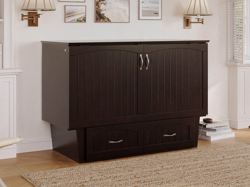 AFI Furnishings Murphy Cabinet Bed Nantucket Murphy Cabinet Bed Chest with 6" Gel Memory Foam Mattress, Storage Drawer and Built-in Charger - Available in 4 Colours and 3 Sizes