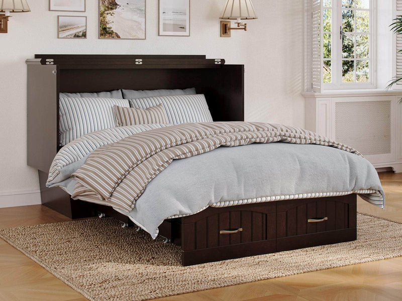 AFI Furnishings Murphy Cabinet Bed Nantucket Murphy Cabinet Bed Chest with 6" Gel Memory Foam Mattress, Storage Drawer and Built-in Charger - Available in 4 Colours and 3 Sizes