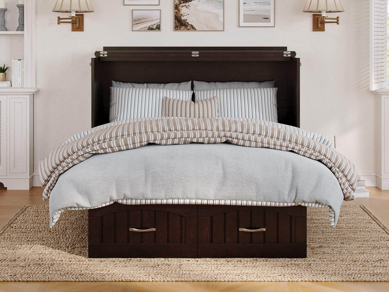 AFI Furnishings Murphy Cabinet Bed Nantucket Murphy Cabinet Bed Chest with 6" Gel Memory Foam Mattress, Storage Drawer and Built-in Charger - Available in 4 Colours and 3 Sizes