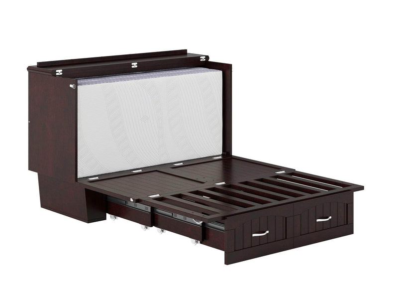 AFI Furnishings Murphy Cabinet Bed Nantucket Murphy Cabinet Bed Chest with 6" Gel Memory Foam Mattress, Storage Drawer and Built-in Charger - Available in 4 Colours and 3 Sizes