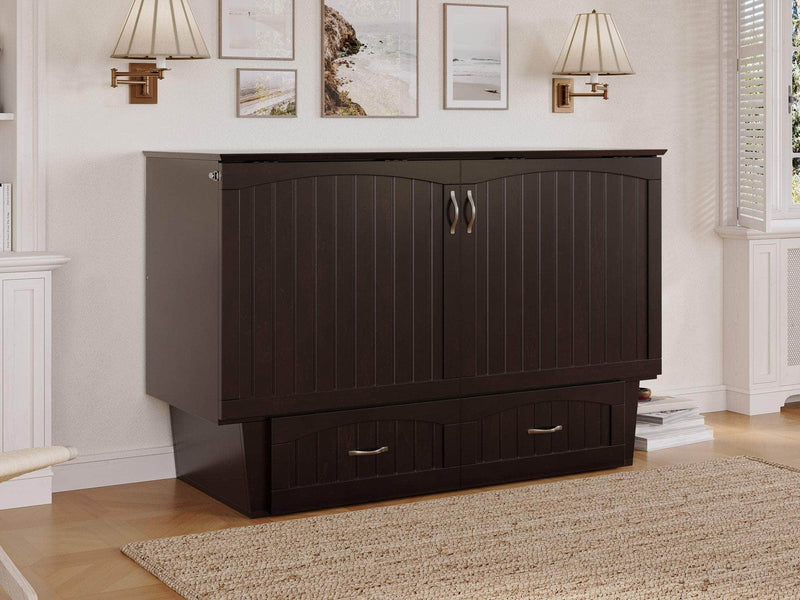 AFI Furnishings Murphy Cabinet Bed Nantucket Murphy Cabinet Bed Chest with 6" Gel Memory Foam Mattress, Storage Drawer and Built-in Charger - Available in 4 Colours and 3 Sizes