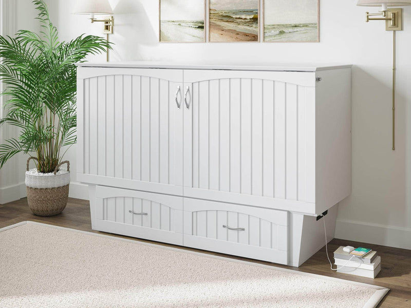 AFI Furnishings Murphy Cabinet Bed Nantucket Murphy Cabinet Bed Chest with 6" Gel Memory Foam Mattress, Storage Drawer and Built-in Charger - Available in 4 Colours and 3 Sizes