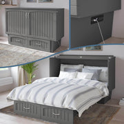 AFI Furnishings Murphy Cabinet Bed Nantucket Murphy Cabinet Bed Chest with 6" Gel Memory Foam Mattress, Storage Drawer and Built-in Charger - Available in 4 Colours and 3 Sizes