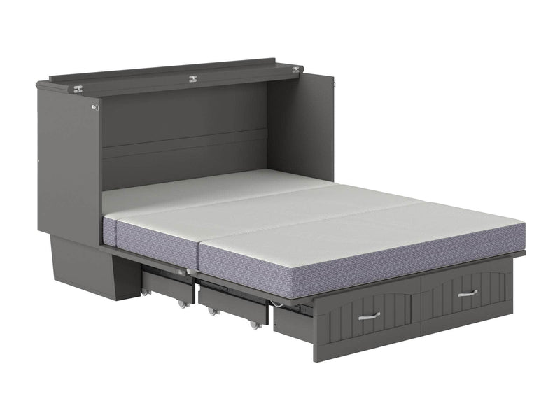 AFI Furnishings Murphy Cabinet Bed Nantucket Murphy Cabinet Bed Chest with 6" Gel Memory Foam Mattress, Storage Drawer and Built-in Charger - Available in 4 Colours and 3 Sizes