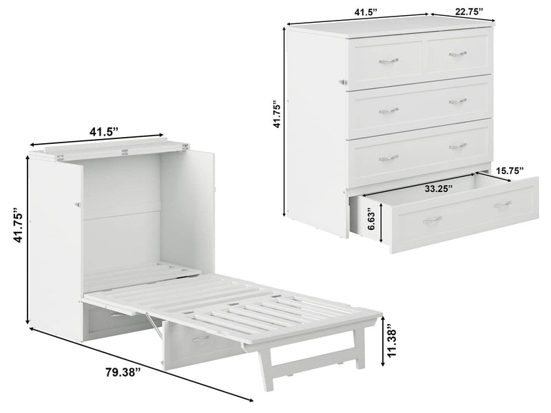 AFI Furnishings Murphy Cabinet Bed Northfield Murphy Cabinet Bed Chest with 6" Gel Memory Foam Mattress, Storage Drawer and Built-in Charger - Available in 6 Colours and 3 Sizes