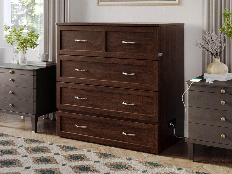 AFI Furnishings Murphy Cabinet Bed Northfield Murphy Cabinet Bed Chest with 6" Gel Memory Foam Mattress, Storage Drawer and Built-in Charger - Available in 6 Colours and 3 Sizes