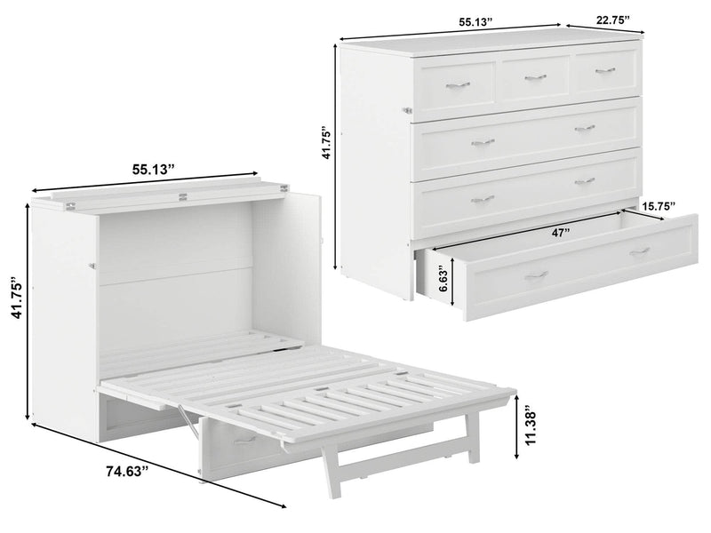 AFI Furnishings Murphy Cabinet Bed Northfield Murphy Cabinet Bed Chest with 6" Gel Memory Foam Mattress, Storage Drawer and Built-in Charger - Available in 6 Colours and 3 Sizes