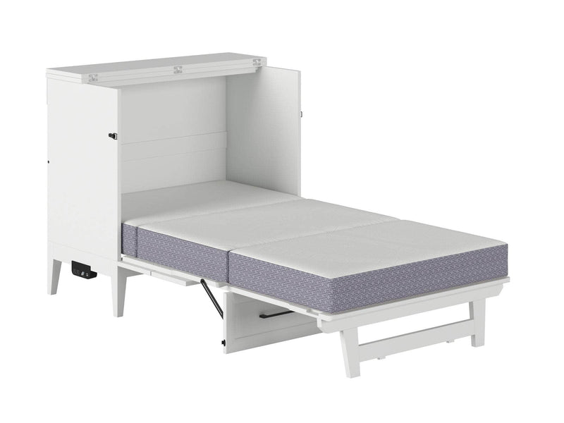 AFI Furnishings Murphy Cabinet Bed Santa Fe Murphy Bed Chest with 6" Gel Memory Foam Mattress and Built-in Charger - Available in 4 Colours and 3 Sizes