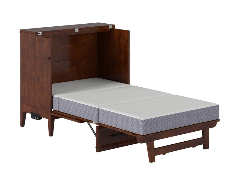 AFI Furnishings Murphy Cabinet Bed Santa Fe Murphy Bed Chest with 6" Gel Memory Foam Mattress and Built-in Charger - Available in 4 Colours and 3 Sizes
