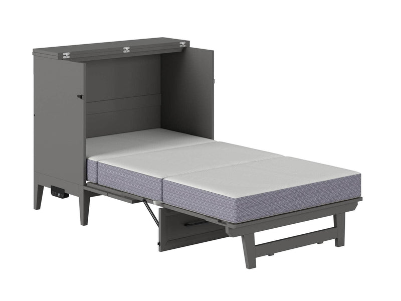 AFI Furnishings Murphy Cabinet Bed Santa Fe Murphy Bed Chest with 6" Gel Memory Foam Mattress and Built-in Charger - Available in 4 Colours and 3 Sizes