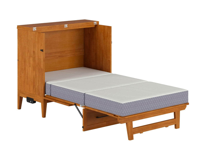 AFI Furnishings Murphy Cabinet Bed Santa Fe Murphy Bed Chest with 6" Gel Memory Foam Mattress and Built-in Charger - Available in 4 Colours and 3 Sizes