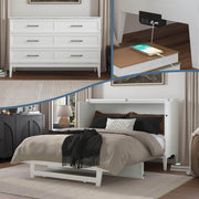 AFI Furnishings Murphy Cabinet Bed Santa Fe Murphy Bed Chest with 6" Gel Memory Foam Mattress and Built-in Charger - Available in 4 Colours and 3 Sizes