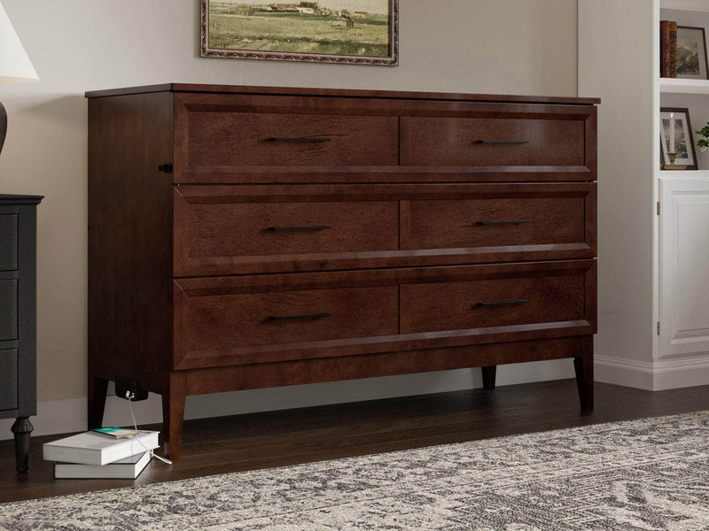 AFI Furnishings Murphy Cabinet Bed Santa Fe Murphy Bed Chest with 6" Gel Memory Foam Mattress and Built-in Charger - Available in 4 Colours and 3 Sizes