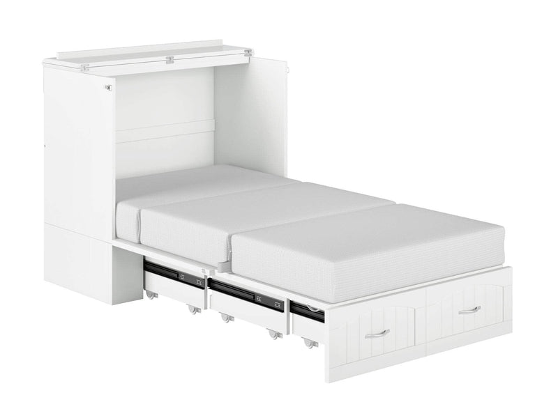 AFI Furnishings Murphy Cabinet Bed Southampton Murphy Cabinet Bed Chest with 6" Gel Memory Foam Mattress, Storage Drawer and Built-in Charger - Available in 3 Colours and 3 Sizes